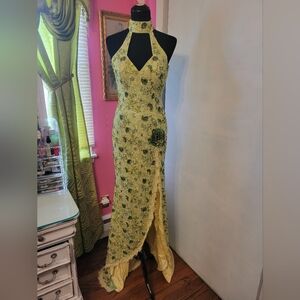 Elegant Green Beaded Gown